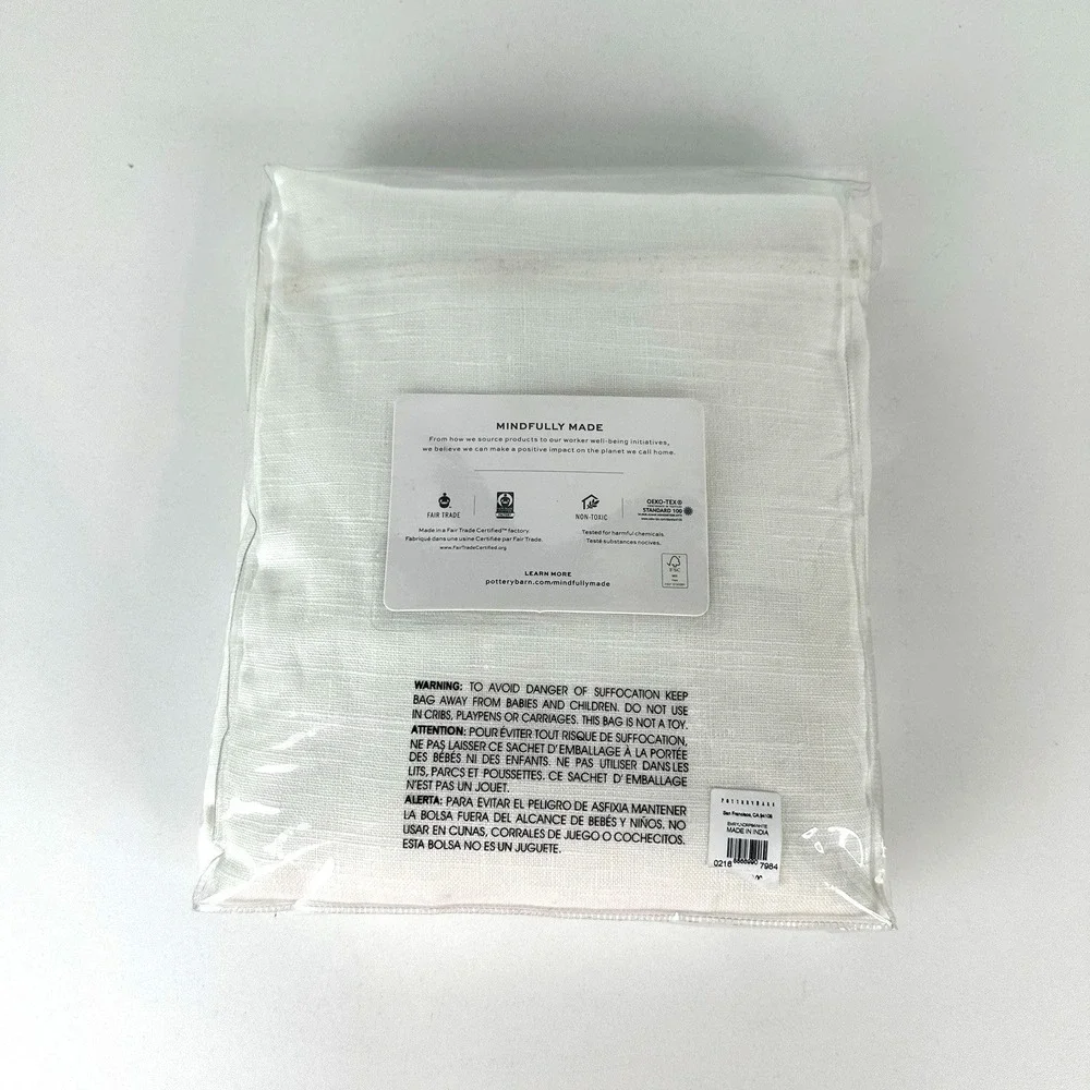 Pottery Barn 3 In 1 Pole Top Emery Cotton‎ Lined Curtain White 50X84 NWT